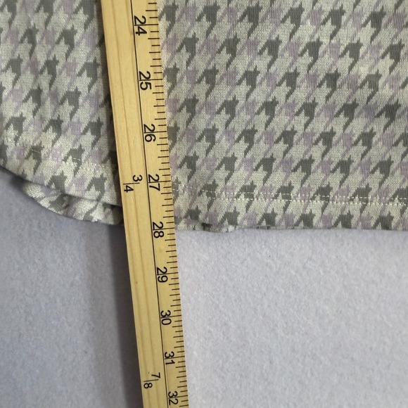 Ann Taylor Womens Houndstooth Raglan Long Sleeve Top Grey Purple Size L - Picture 5 of 8